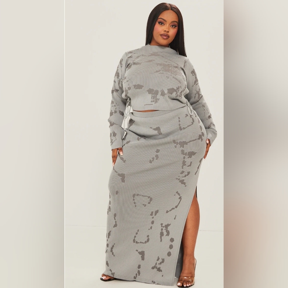 Gray Patterned Women's Skirt